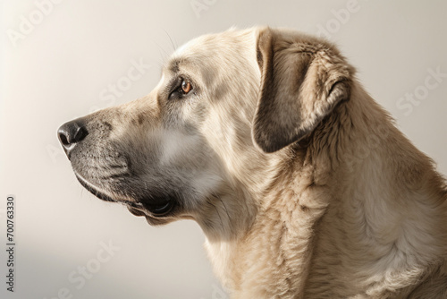 Kangal dog close-up portrait on a white background.	
