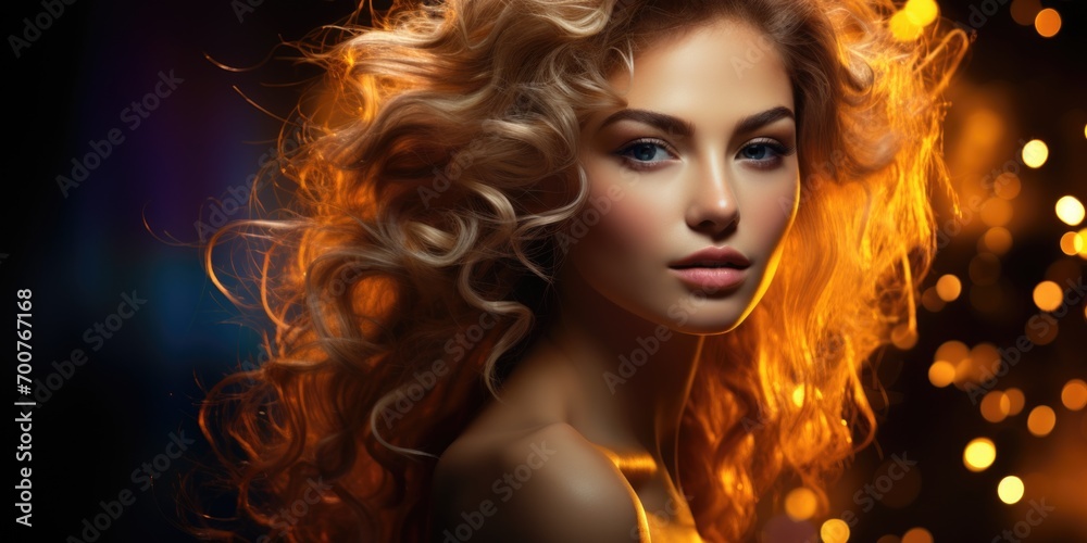 A woman with long blonde hair is posing for a picture
