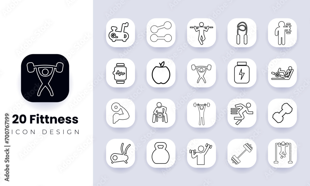 Web Set of Fitness Vector Thin Line Icons Web Set of Fitness Vector Thin Line Icons