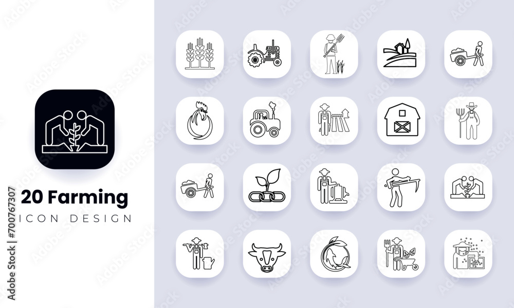 Farm, Farming, Agriculture thin line web icon set. Contains such Icons as Greenhouse, Haystack, Harvest and more. Outline icons collection Farm, Farming, Agriculture thin line web icon set. Contains such Icons as Greenhouse, Haystack, Harvest and more. Outline icons collection