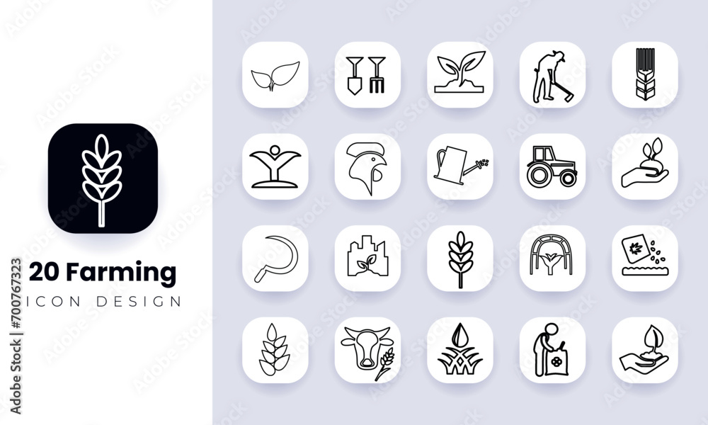 Farm, Farming, Agriculture thin line web icon set. Contains such Icons as Greenhouse Farm, Farming, Agriculture thin line web icon set. Contains such Icons as Greenhouse