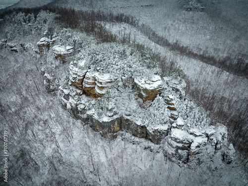 snow covered mountain top photo