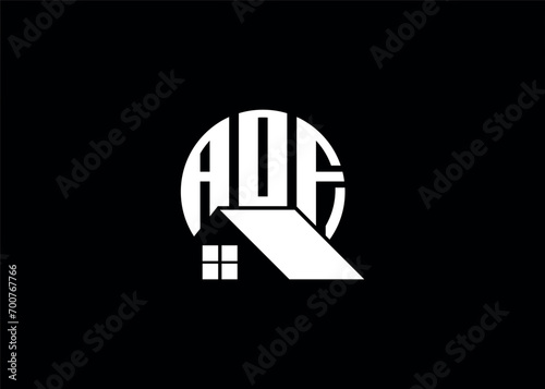 Real Estate Letter AOF Monogram Vector Logo.Home Or Building Shape AOF Logo photo
