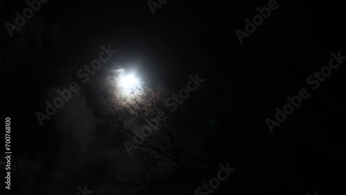 Pełnia księżyca nocą przy silnym wietrze photo