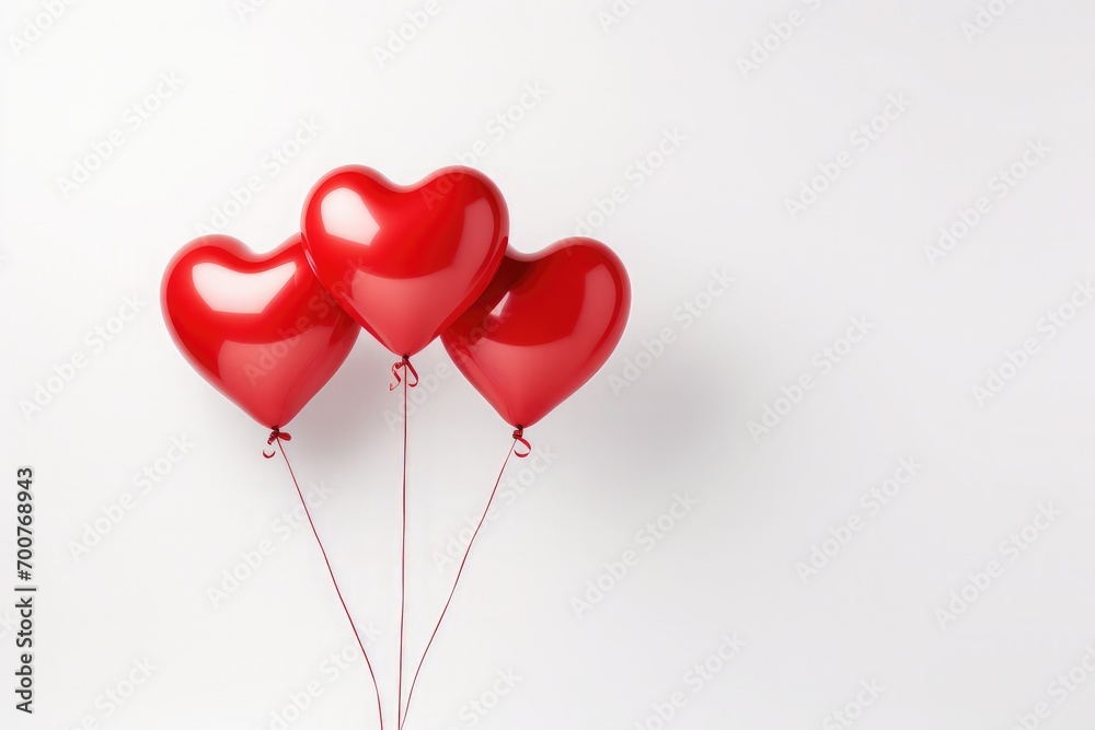 Red heart balloon for party and celebration, valentine's day isolated on white background, birthday and anniversary