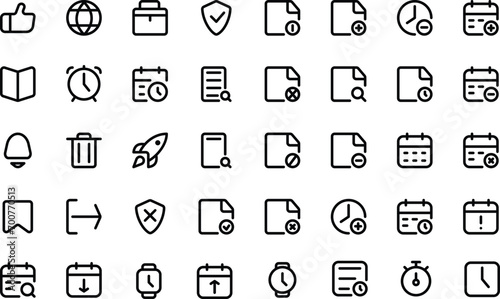set of icons of file folder and calendar