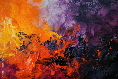 Vibrant Orange and Purple Abstract Canvas © M.Gierczyk