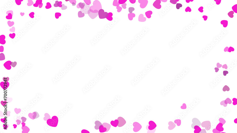 Pure Love: Purple Hearts Drifting on White Background