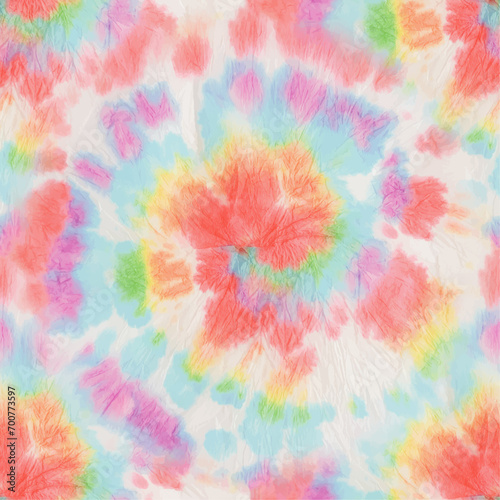 Tie Dye Seamless Swirl. Vector Rainbow Print. Pink Tie Dye. Tshirt Tiedye Pattern. Green Color Swirl Pattern. 1960 Bright Repeat. Seamless Spiral Background. Swirl Pattern. Seamless Tie Dye. photo