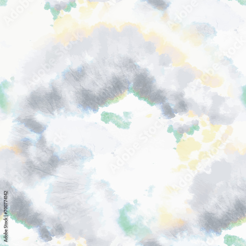 Tie Dye Vector Shirt. Gray Shirt Background. Abstract Fabric Tie Dye. Gray Seamless Print. Blue Yellow Swirl. Vector Blue Batik. Green Endless Culture. Blue Yellow White Grunge. Vector Dye Background