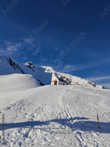 Ski slopes and chairlift in the Tiroler Alps in the Soellden ski area. Austria. 