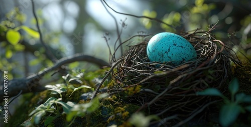 one easter egg's nest in a garden