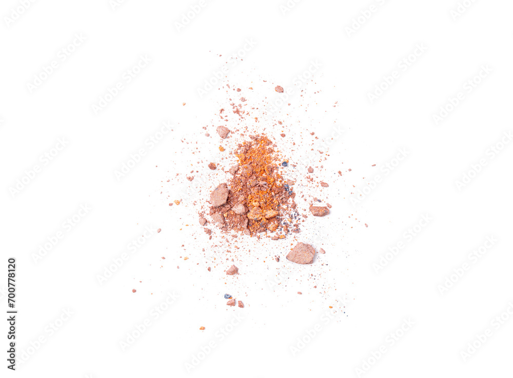Broken Eye Shadow Isolated, Smashed Makeup Palette, Crushed Natural Glitter Pigment Texture Broken Eye Shadow Isolated, Smashed Makeup Palette, Crushed Natural Glitter Pigment Texture