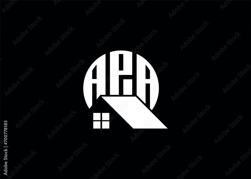 Real Estate Letter APA Monogram Vector Logo.Home Or Building Shape APA Logo - obrazy, fototapety, plakaty 