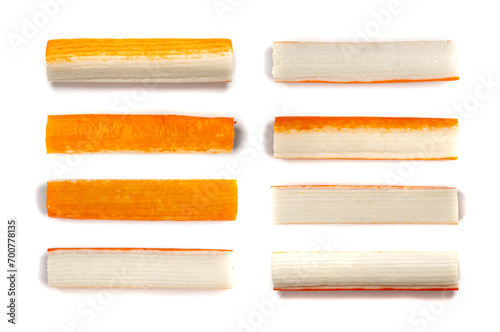 Cuadro en lienzo Crab Stick Isolated, Orange Crabstick Closeup, Crabmeat Food, Crabmeat Fish Stic