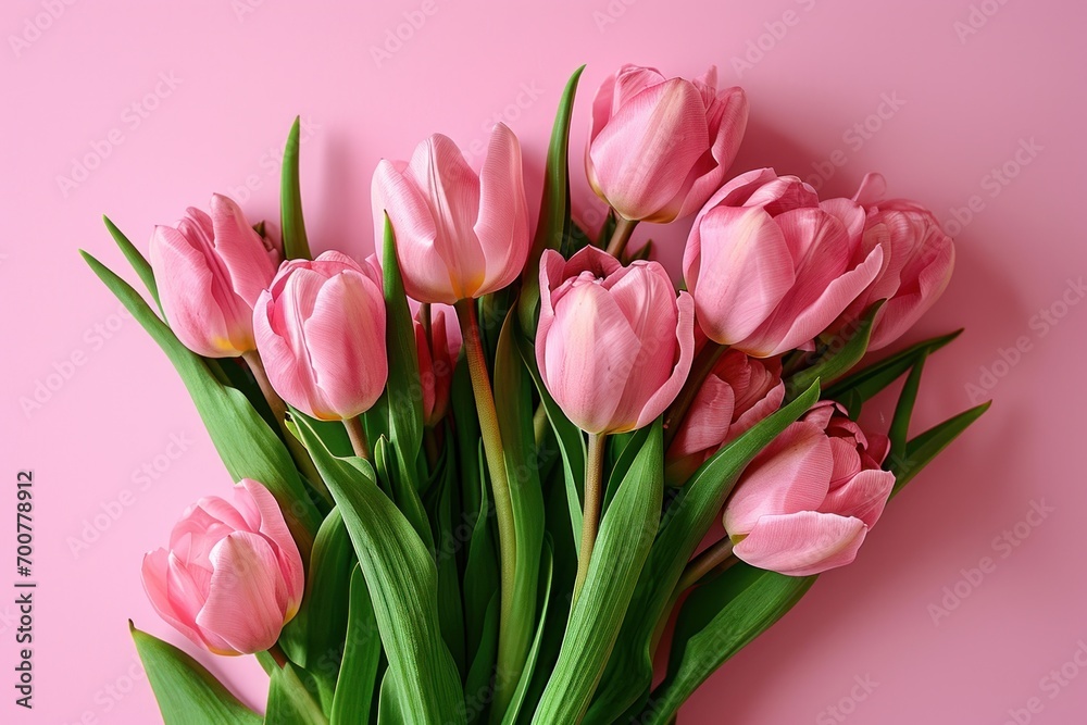 pink tulips against a pink background with a tabletop pink tulips against a pink background with a tabletop