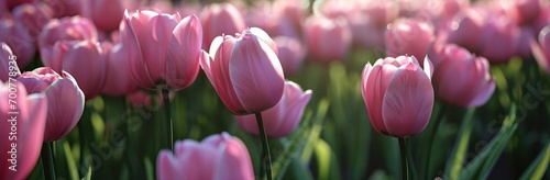 pink tulips in the field