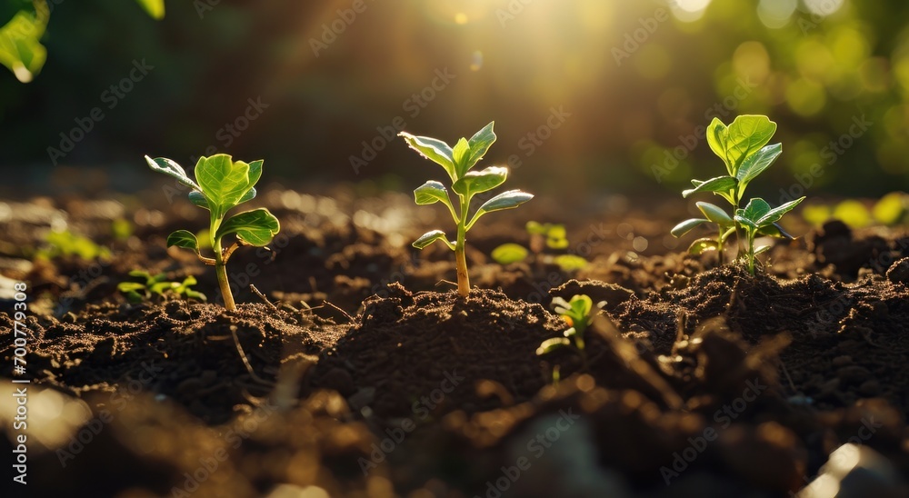 small seedlings growing in the ground