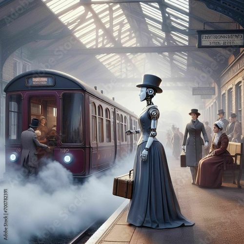 O trem, a estação e as pessoas ao longo da história photo
