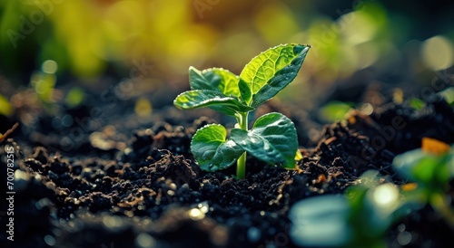 young green plant sprouting in soil