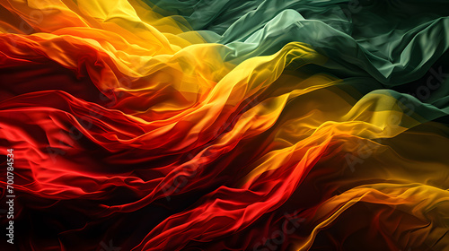 Celebrate racial equality and justice with a red, yellow, and green banner in a wave style background for Black History Month, photo