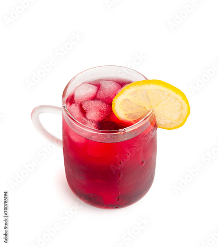 Wallpaper Mural Hibiscus Tea, Dry Rose Drink, Cold Fruit Red Tea in Transparent Mug, Roselle Hibiscus Tea Torontodigital.ca