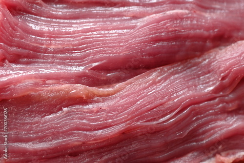 texture of red beef meat, longitudinal muscle fibers of meat 