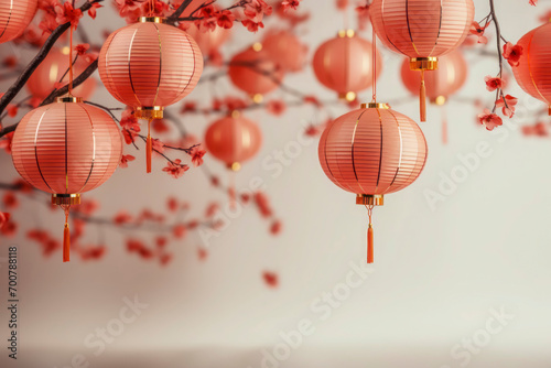 Traditional Chinese Lanterns with Floral Decorations