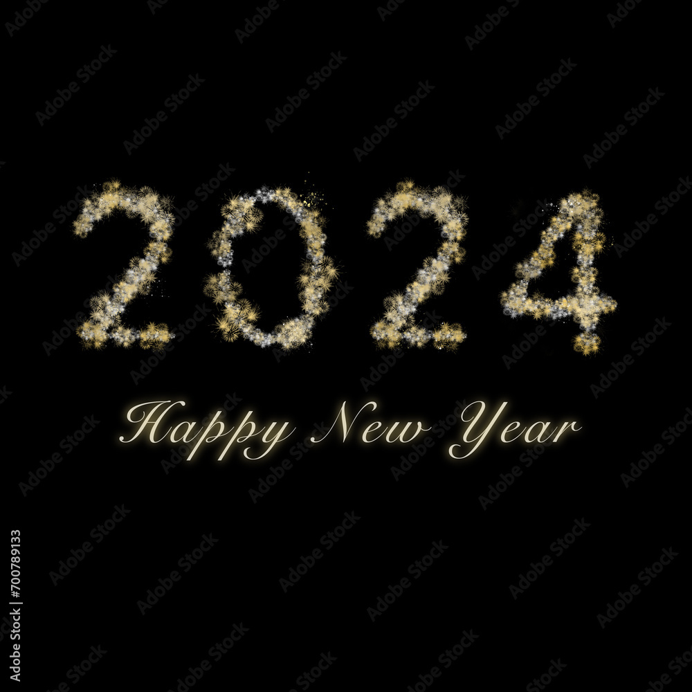 2024 Fireworks new year illustration on a black background 2024 Fireworks new year illustration on a black background