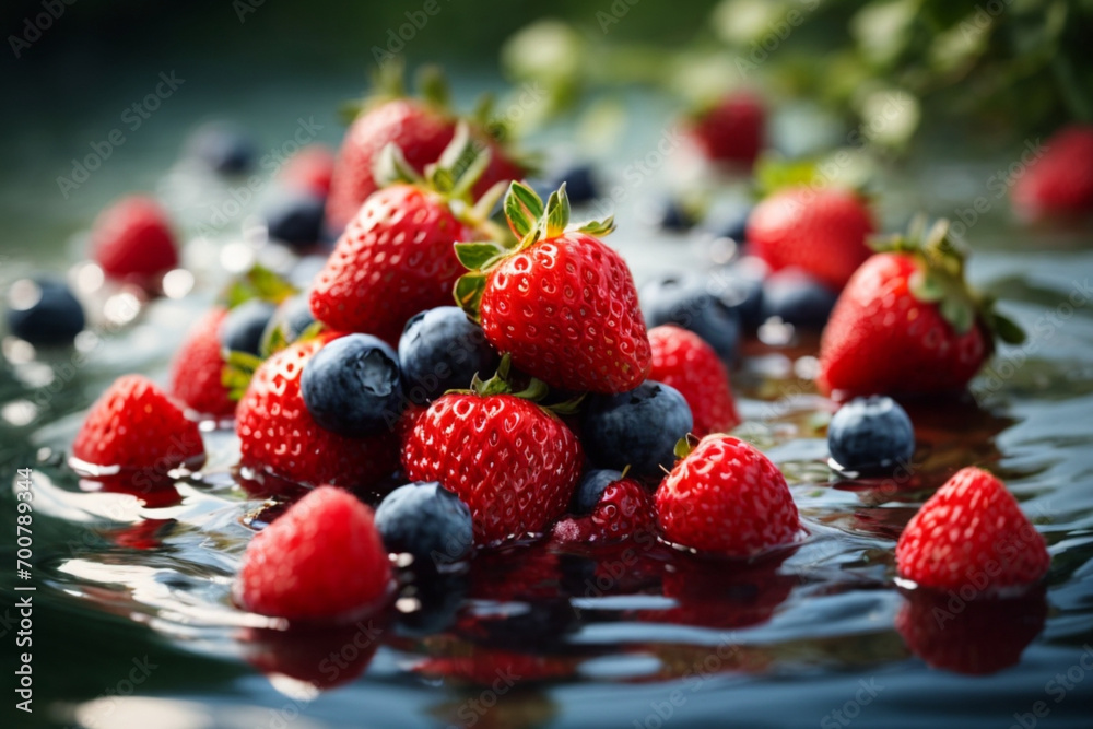 fruits in water with a fresh and vibrant appeal: fruits in water with a fresh and vibrant appeal: