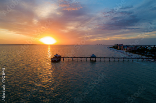 Fort Myers Beach Pier at Sunset Wide
