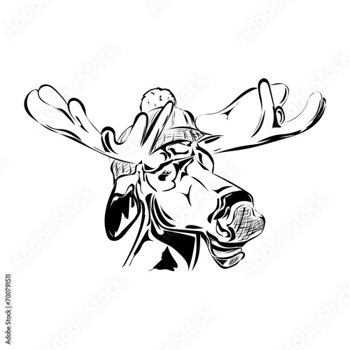 Wallpaper Mural Lachender Elch mit Mütze Torontodigital.ca