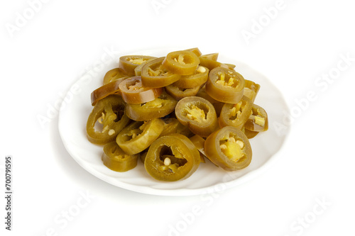 Pickled Jalapeno, Marinated Green Jalapenos, Hot Mexican Pepper Slices, Pickled Green Jalapeno photo