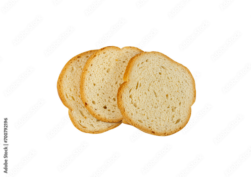 Dry Round Crackers Isolated, Sliced French Baguette Bread, Crunchy Croutons, Bruschetta Crackers, Round Rusks Dry Round Crackers Isolated, Sliced French Baguette Bread, Crunchy Croutons, Bruschetta Crackers, Round Rusks