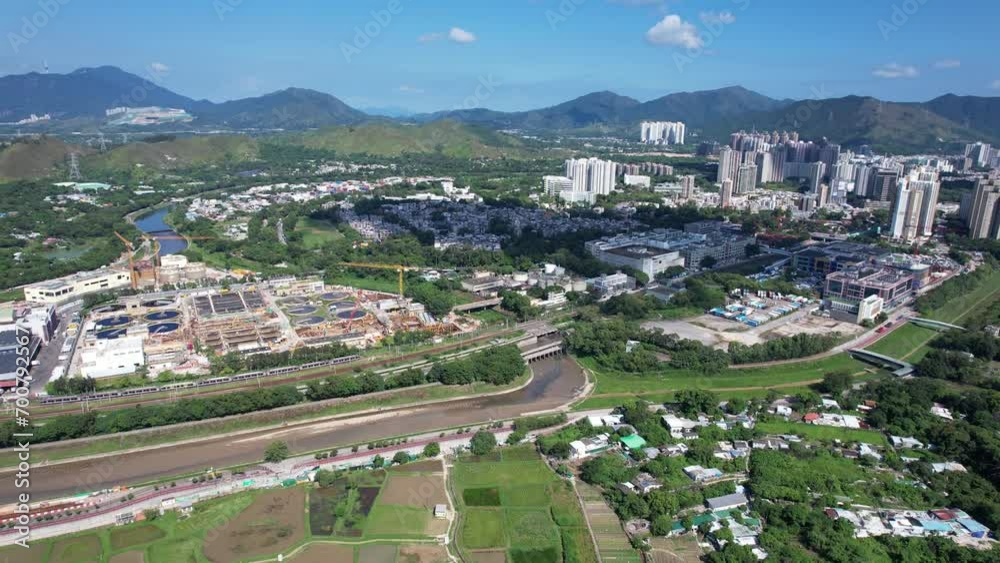 Kwu Tung North Sheung Shui Fanling New Territories Areas near Shenzhen and Lo Wu Hong Kong, Northern Metropolis Development in Lok Ma Chau, Man Kam To and San Tin, A land for future housing, Aerial Kwu Tung North Sheung Shui Fanling New Territories Areas near Shenzhen and Lo Wu Hong Kong, Northern Metropolis Development in Lok Ma Chau, Man Kam To and San Tin, A land for future housing, Aerial