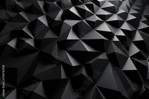 3D rendered surface with black extruded triangles. Generative AI