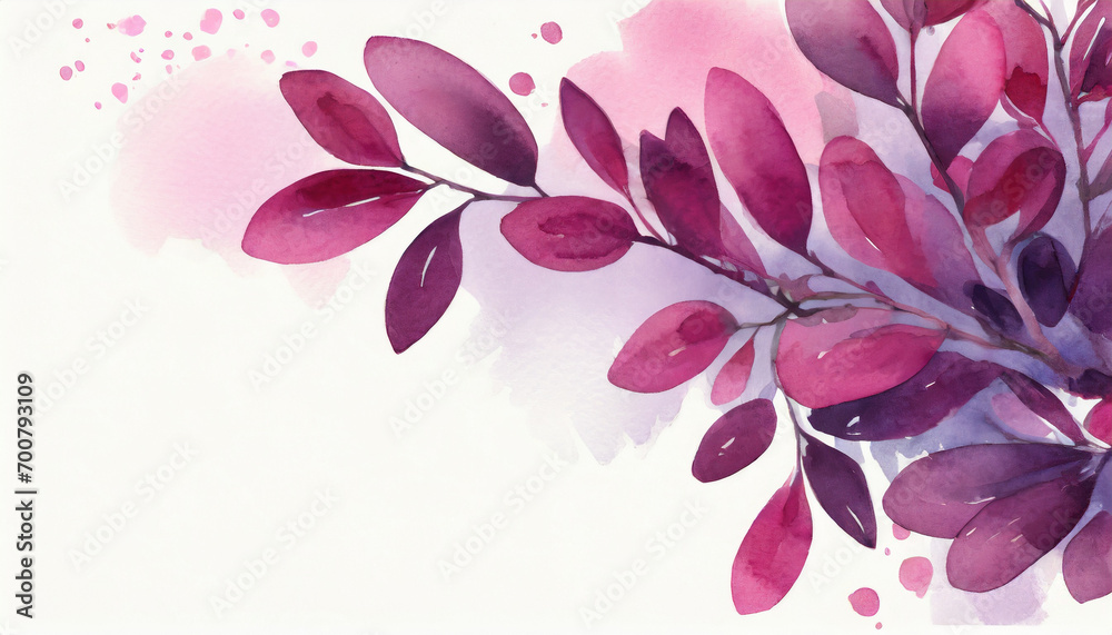 Obraz premium Purple Japanese barberry, copy space on a side, watercolor art style