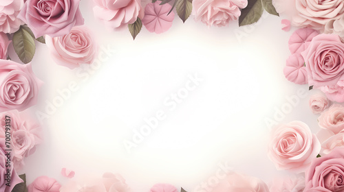 Floral frame with decorative flowers, decorative flower background pattern, floral border background © ma