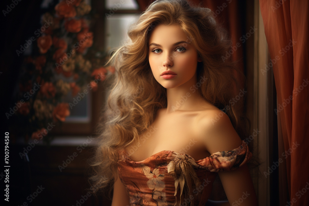 Fashion, make-up, hairstyle and lifestyle concept. Young and beautiful woman close-up studio portrait. Model looking at camera Fashion, make-up, hairstyle and lifestyle concept. Young and beautiful woman close-up studio portrait. Model looking at camera