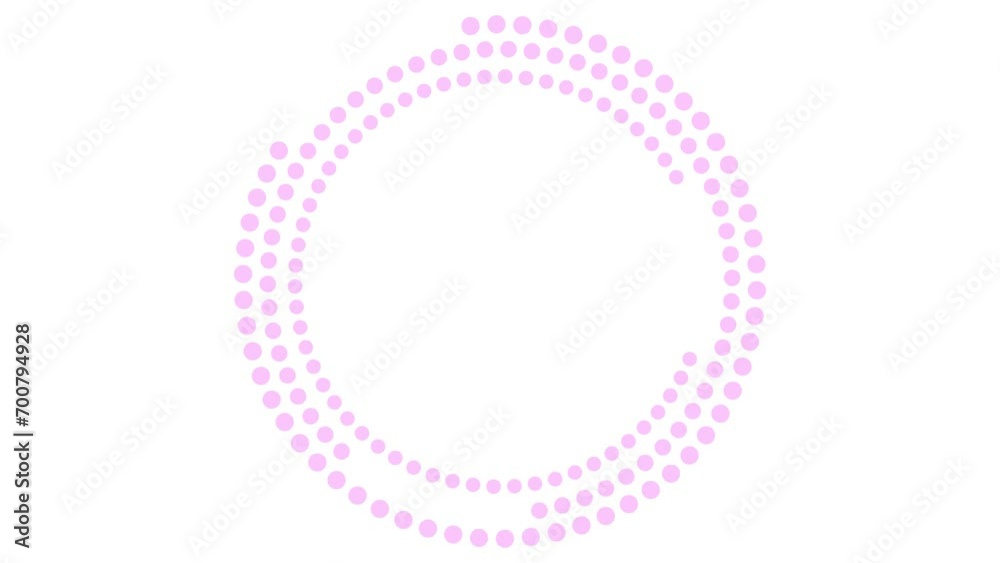 Animated pink circular frame spins. Symbol from point circle rotates. Copy space for text. Vector illustration isolated on white background. Animated pink circular frame spins. Symbol from point circle rotates. Copy space for text. Vector illustration isolated on white background.