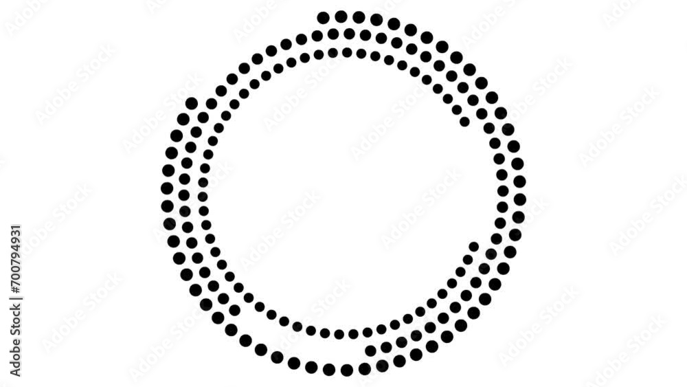 Animated black circular frame spins. Symbol from point circle rotates. Copy space for text. Vector illustration isolated on white background. Animated black circular frame spins. Symbol from point circle rotates. Copy space for text. Vector illustration isolated on white background.