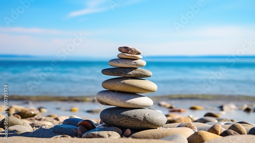 Balance Stones on Beach. Balance and Harmony Concept 