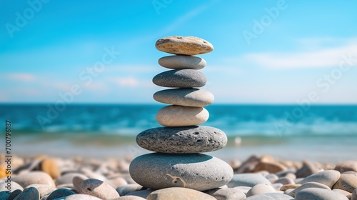 Balance Stones on Beach. Balance and Harmony Concept 