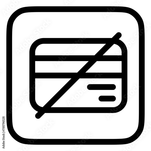 Editable block card, no card payment vector icon. Part of a big icon set family.  Finance, business, investment, accounting. Perfect for web and app interfaces, presentations, infographics, etc