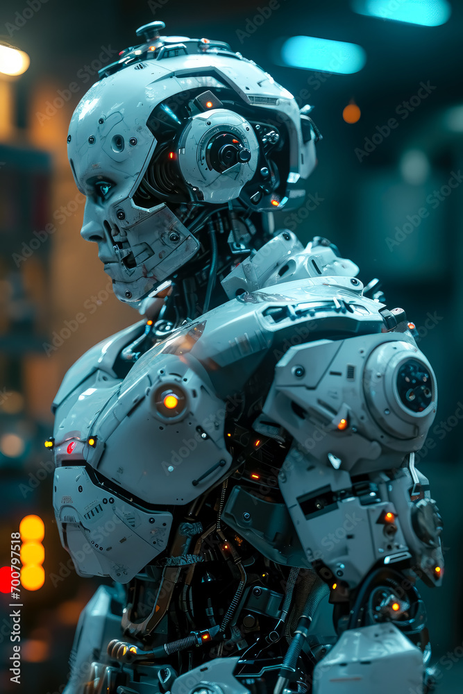 War man cyborg robot in a chemical laboratory, skull bone face, Cyberpunk, sci-fi, dark-fantasy, portrait volumetric lighting, concept art. War man cyborg robot in a chemical laboratory, skull bone face, Cyberpunk, sci-fi, dark-fantasy, portrait volumetric lighting, concept art.