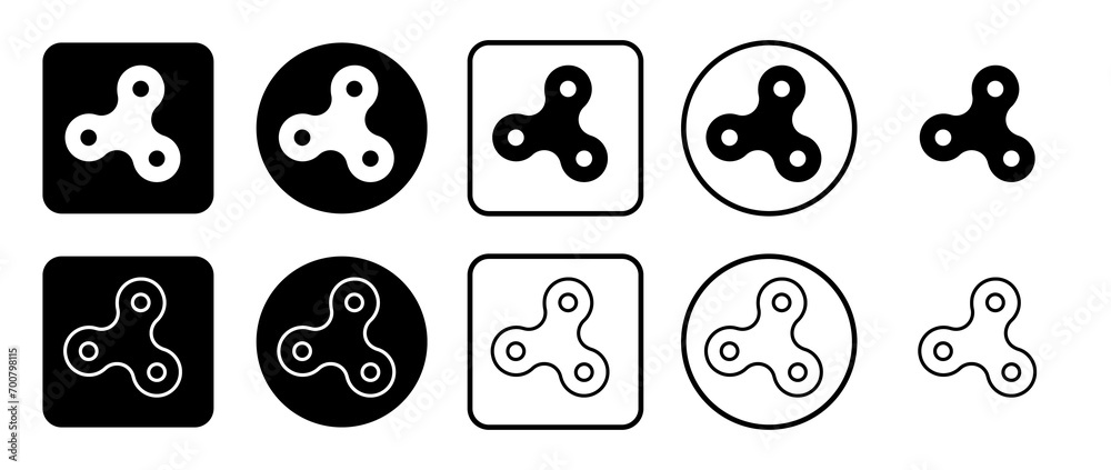 Icon set of spinner symbol. Filled, outline, black and white icons set, flat style. Vector illustration on white background Icon set of spinner symbol. Filled, outline, black and white icons set, flat style. Vector illustration on white background