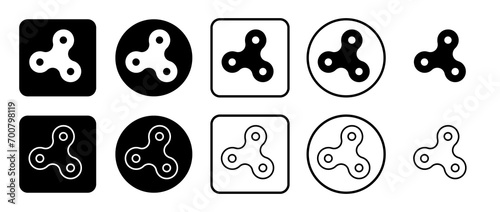 Icon set of spinner symbol. Filled, outline, black and white icons set, flat style. Illustration on transparent background