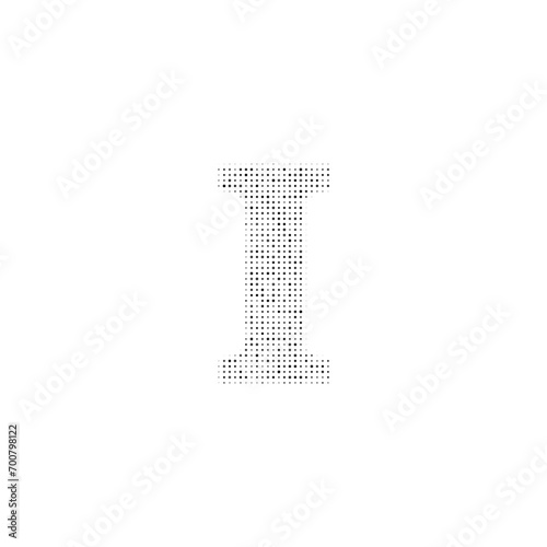 The capital letter I symbol filled with black dots. Pointillism style. Vector illustration on white background