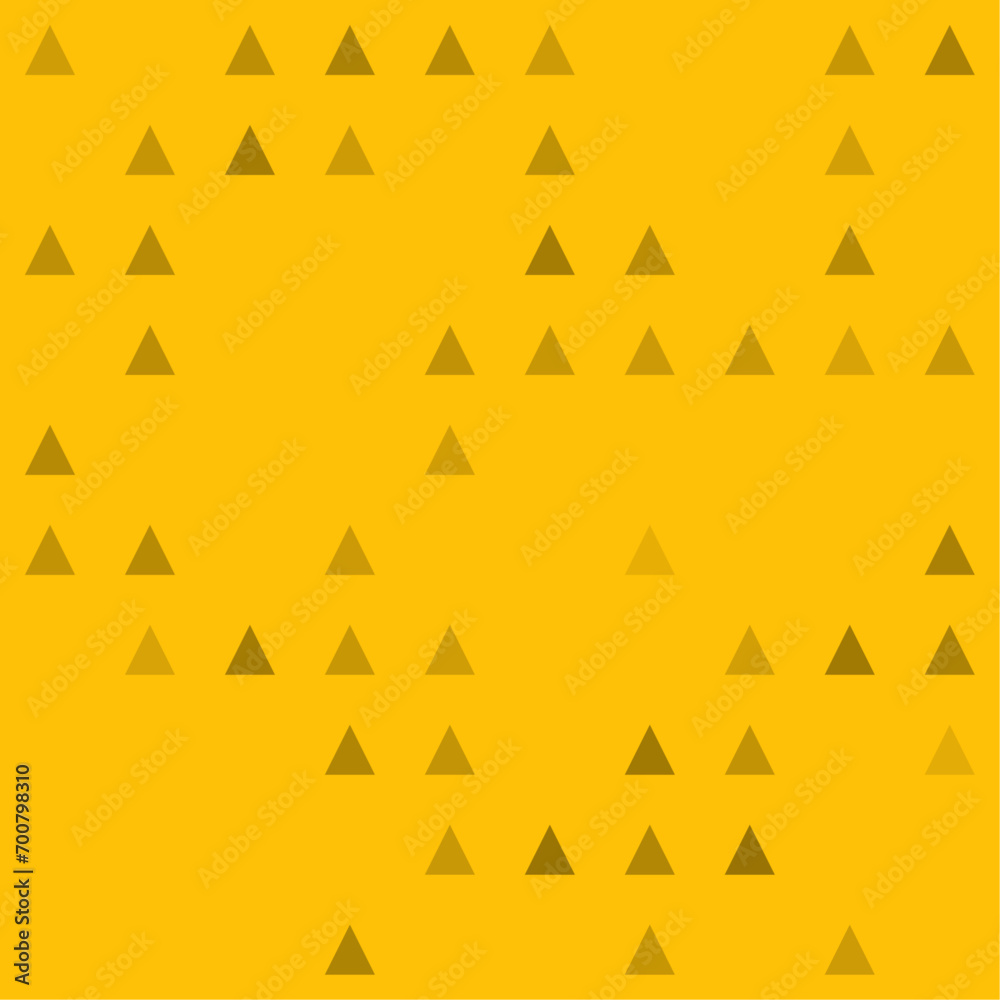 Abstract seamless geometric pattern. Mosaic background of black triangles. Evenly spaced big shapes of different color. Vector illustration on amber background