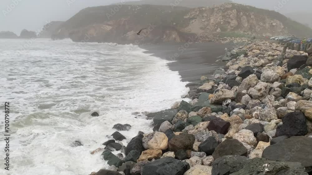 Waves Breaking on Beach in Pacifica, California Waves Breaking on Beach in Pacifica, California